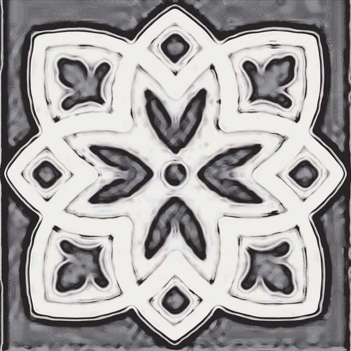 Dettaglio piastrella stile maiolica vietrese, collezione Maioliche di ceramiche Valsecchia colore mix black & white 15x15 