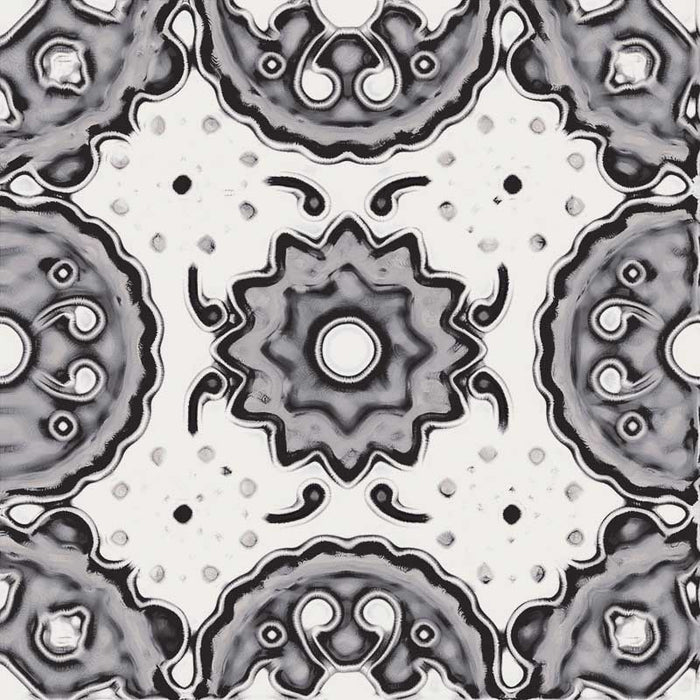 Dettaglio piastrella stile maiolica vietrese, collezione Maioliche di ceramiche Valsecchia colore mix black & white 15x15 