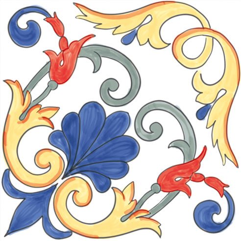 Dettaglio piastrella per pavimento e rivestimento in gres porcellanato effetto cementina vietrese. Collezione Amalfi di Ceramica Valsecchia, formato 15x15, Mix Mare