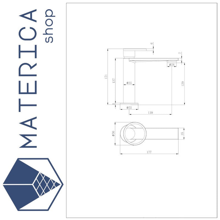 scheda tecnica del miscelatore per lavabo Skat di demm rubinetterie 