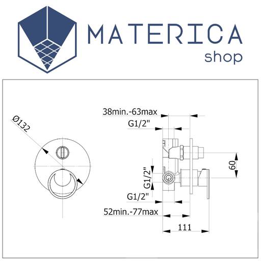 scheda tecnica del miscelatore per doccia skat con deviatore a leva meccanico di demm rubinetterie