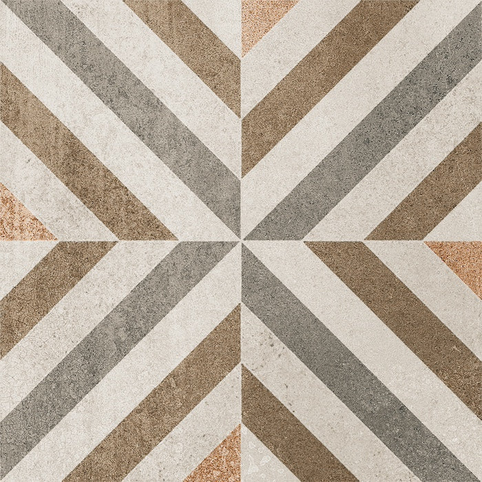 Dettaglio piastrella per pavimento e rivestimento in gres porcellanato effetto cementina dai colori vintage opaca. Collezione Cementine di Ceramica Valsecchia, formato 20x20, Mix Color