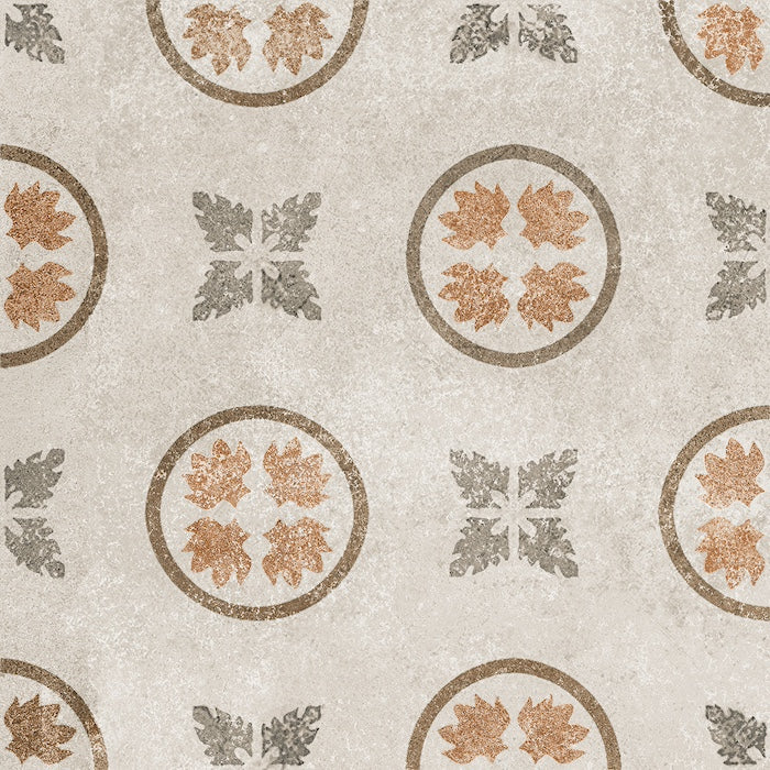 Dettaglio piastrella per pavimento e rivestimento in gres porcellanato effetto cementina dai colori vintage opaca. Collezione Cementine di Ceramica Valsecchia, formato 20x20, Mix Color