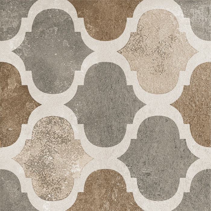 Dettaglio piastrella per pavimento e rivestimento in gres porcellanato effetto cementina dai colori vintage opaca. Collezione Cementine di Ceramica Valsecchia, formato 20x20, Mix Color