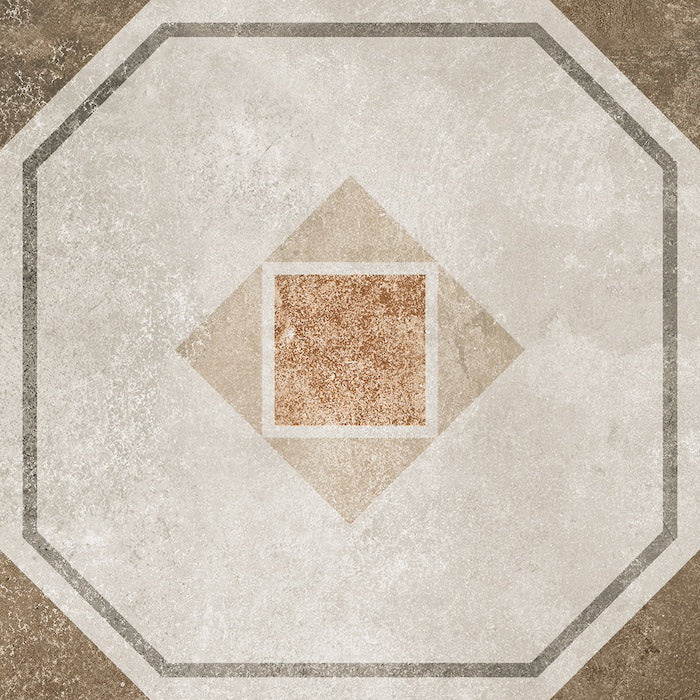 Dettaglio piastrella per pavimento e rivestimento in gres porcellanato effetto cementina dai colori vintage opaca. Collezione Cementine di Ceramica Valsecchia, formato 20x20, Mix Color