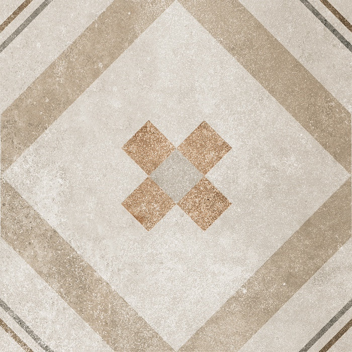 Dettaglio piastrella per pavimento e rivestimento in gres porcellanato effetto cementina dai colori vintage opaca. Collezione Cementine di Ceramica Valsecchia, formato 20x20, Mix Color