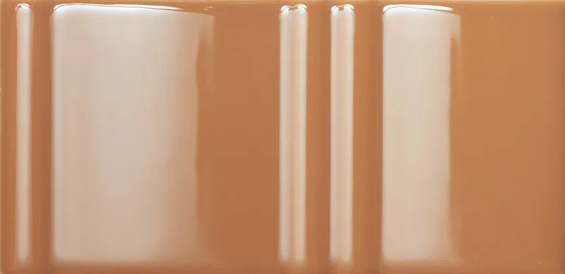Dettaglio Piastrella da rivestimento in pasta bianca serie Mou di 41zero42, effetto mattoncino lucido tridimensionale, formato 6.2x12.5 cm, Colore Glossy Caramel Mix