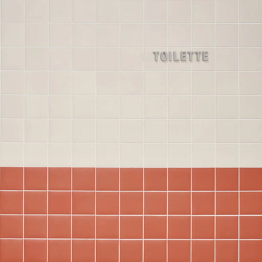 Bagno con rivestimento in gres effetto tinta unita corallo della collezione Pixel41 di 41zero42, formato 11.5x11.5 cm, Coral