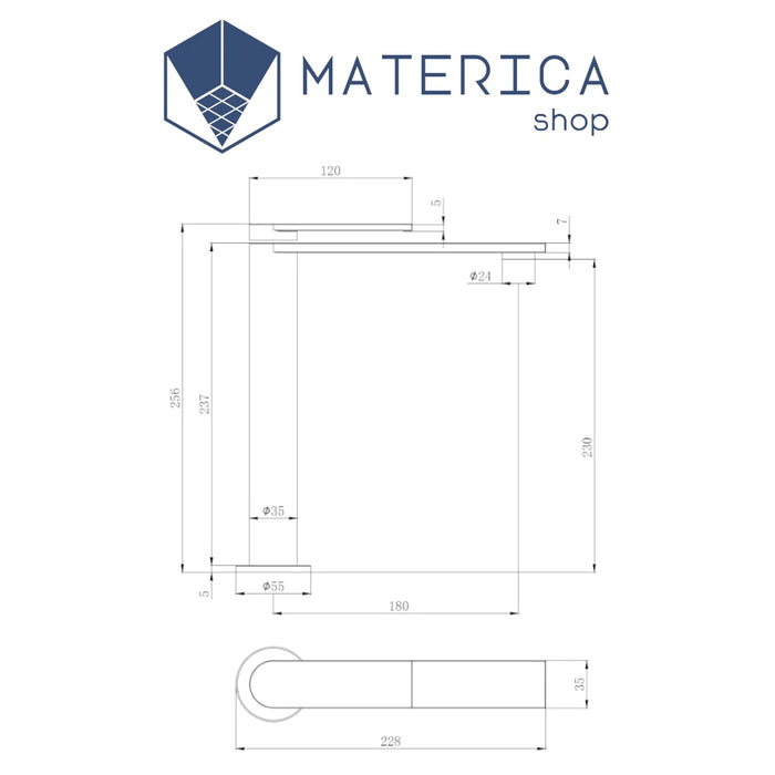 Plana - Miscelatore per Lavabo Alto con Scarico Click Clack