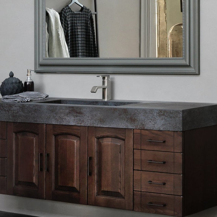 composizione mobile bagno sospeso dorian acanthis di compab lunghezza cm 175 con top in gres porcellanato effetto ossidato