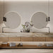 bagno moderno con mobile in legno e marmo, rivestimento bagno in gres porcellanato effetto a rilievo della collezione Brio di Ceramica Rondine, formato 33,3x100 cm, colore Eterno