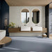 Bagno moderno con pavimento in gres porcellanato effetto resina della collezione Pastel X di Ceramica Rondine, formato 60x120 cm, colore Celeste