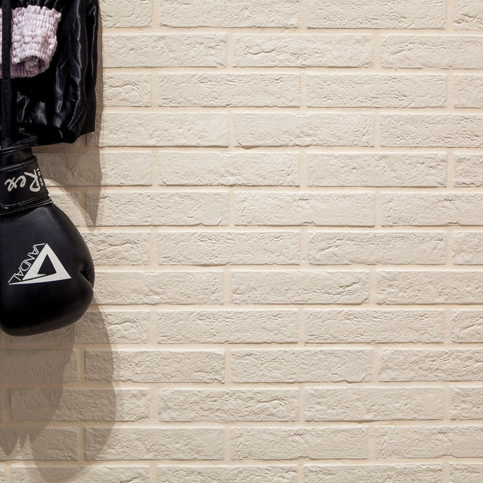 Dettaglio piastrella per pavimento e rivestimento in gres porcellanato effetto mattoncino Opaco 6x25 cm della collezione New York, colore Almond di Ceramica Rondine