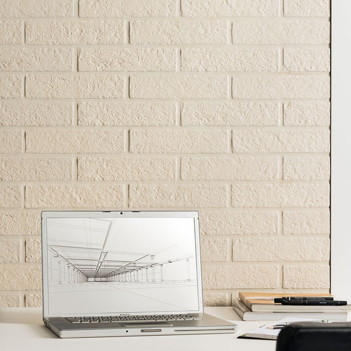 Dettaglio piastrella per pavimento e rivestimento in gres porcellanato effetto mattoncino Opaco 6x25 cm della collezione New York, colore Almond di Ceramica Rondine