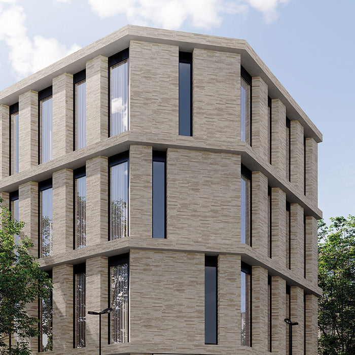 Dettaglio piastrella per pavimento e rivestimento in gres porcellanato effetto mattoncino opaco 4.8x45 cm della collezione Nolita, colore Mud di Ceramica Rondine