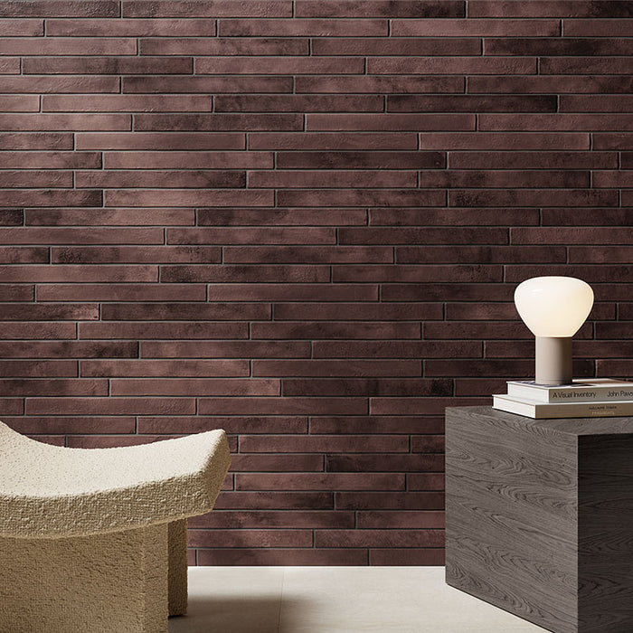 Dettaglio piastrella per pavimento e rivestimento in gres porcellanato effetto mattoncino opaco 4.8x45 cm della collezione Nolita, colore Napa di Ceramica Rondine