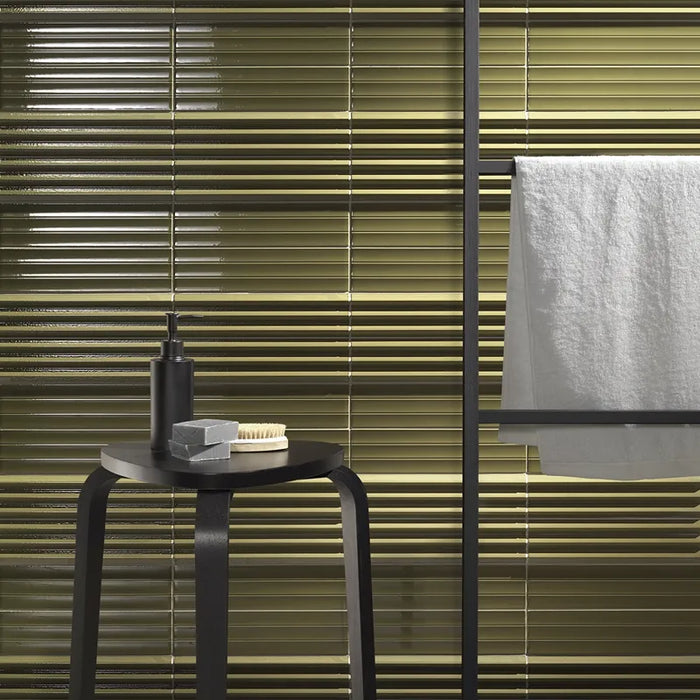 Ambientazione con Decoro KitKat  collezione Abacus di Settecento Ceramica, Flatt Olive 7,5x30