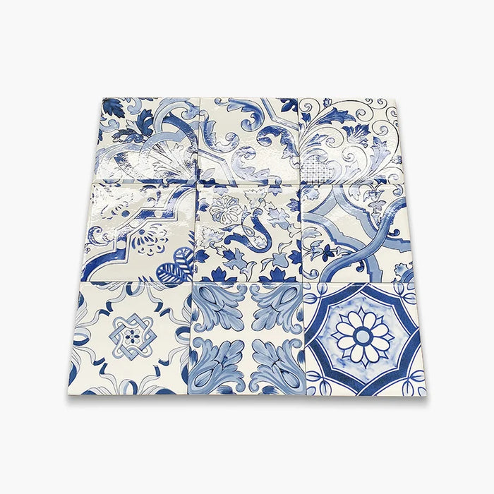 Foto piastrella stile maiolica vietrese, collezione amalfi di ceramiche Valsecchia colore mix cielo 15x15