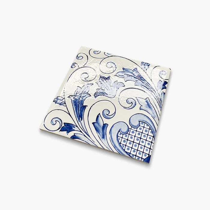 Foto piastrella stile maiolica vietrese, collezione amalfi di ceramiche Valsecchia colore mix cielo 15x15