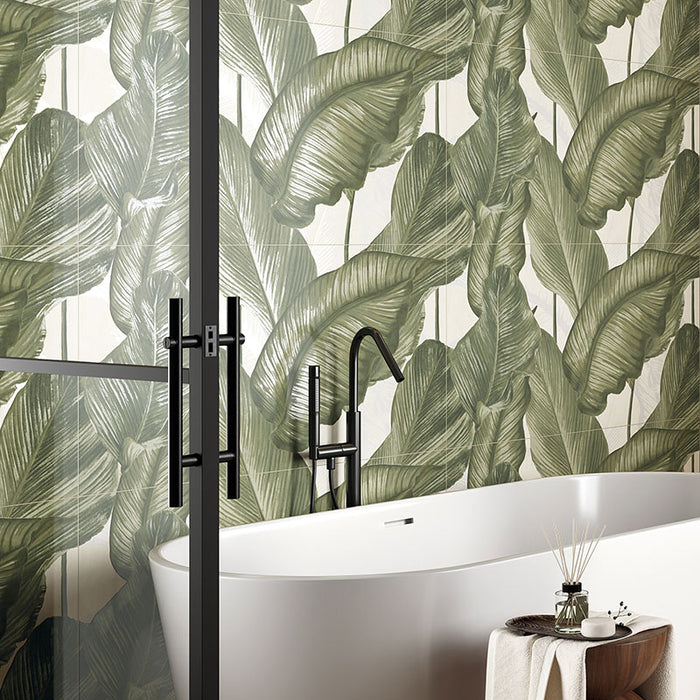 Rivestimento ceramico 60x120 cm della collezione Ludo, colore Decoro Banano di Ceramica Rondine.