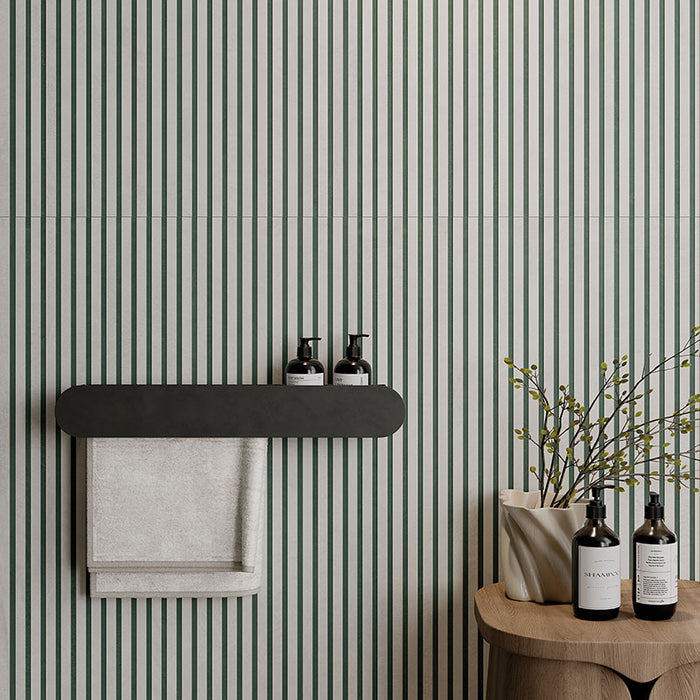 Rivestimento ceramico 60x120 cm cannettato della collezione Ludo, colore Nova 3D Avorio Giada di Ceramica Rondine.