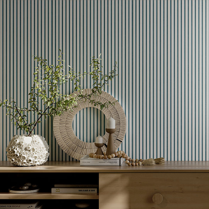 Rivestimento ceramico 60x120 cm cannettato della collezione Ludo, colore Nova 3D Bianco Blu di Ceramica Rondine.