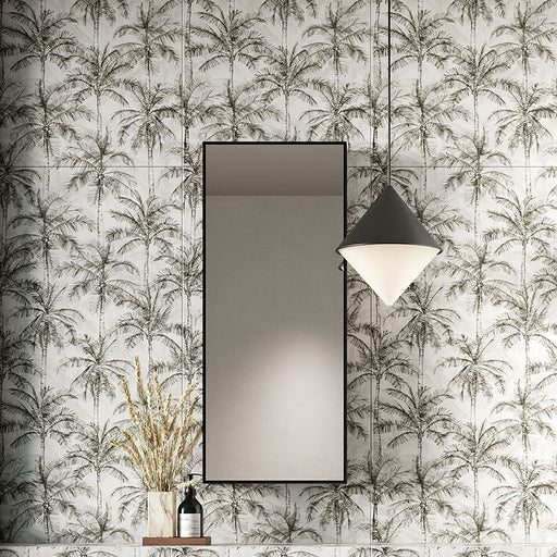 Rivestimento ceramico 60x120 cm della collezione Ludo, colore Decoro Palmetta di Ceramica Rondine.