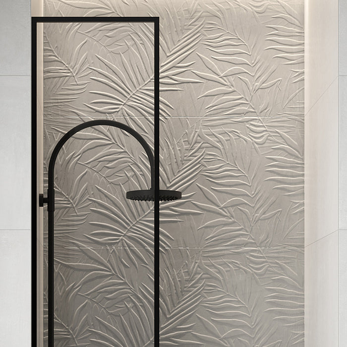 Rivestimento ceramico 60x120 cm della collezione Ludo, colore Felce 3D Grigio di Ceramica Rondine.