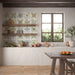Cucina rustica con rivestimento in gres porcellanato serie Cotti d'Italia di Herberia Ceramiche, effetto cementine Decoro Vietri, formato 34x34 multicolor