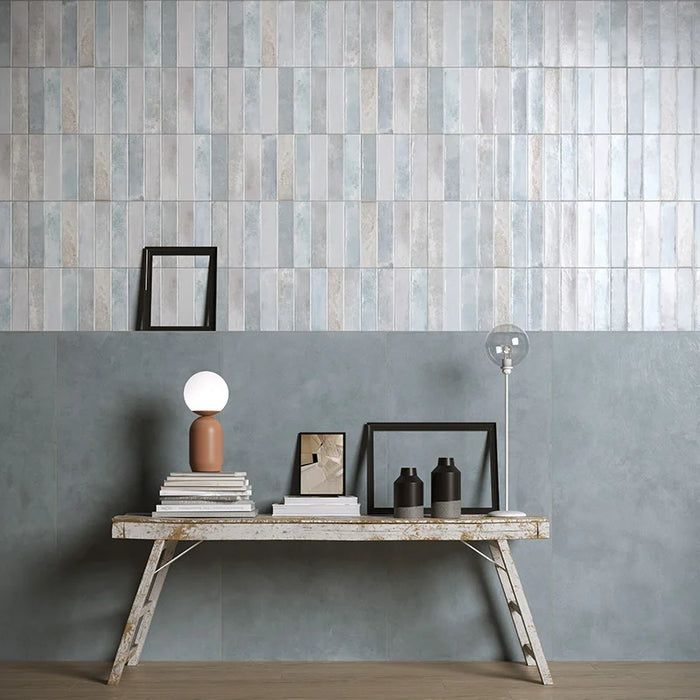 Rivestimento in bicottura effetto mattoncino, Brick Sky 25x75 cm di Herberia, collezione Lime