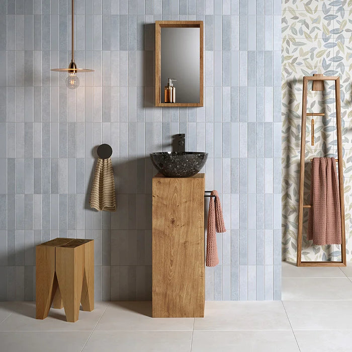 Rivestimento in bicottura effetto mattoncino, Brick Celeste 25x60 cm di Herberia, collezione Roma Wall