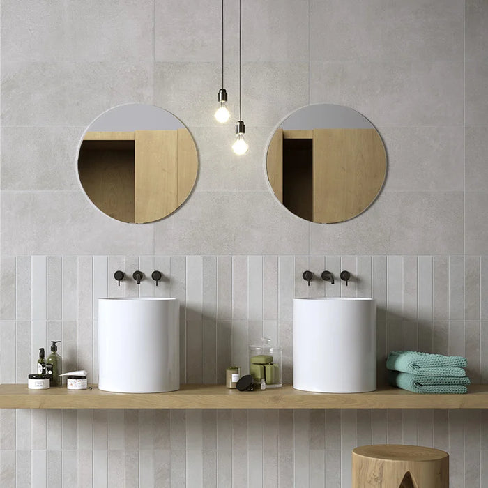 Rivestimento in bicottura effetto cemento, Grigio 25x69 cm di Herberia, collezione Roma Wall