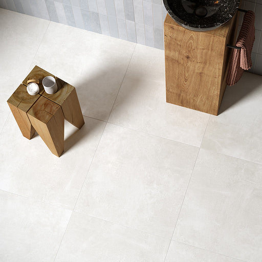 Piastrella per pavimento in gres porcellanato Bianco della collezione Roma di Herberia Ceramiche in formato 60x60
