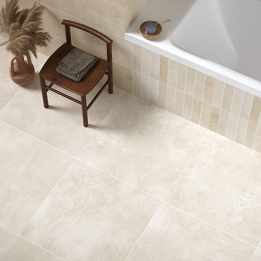 Piastrella per pavimento in gres porcellanato Beige della collezione Roma di Herberia Ceramiche in formato 60x60