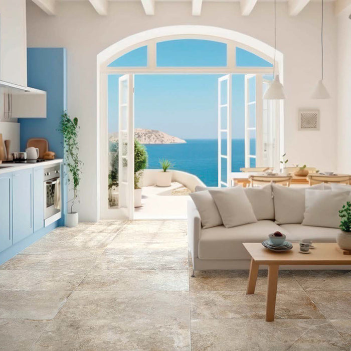 Arco Cucina Con Salone Moderno Luberon Beige Gres Porcellanato