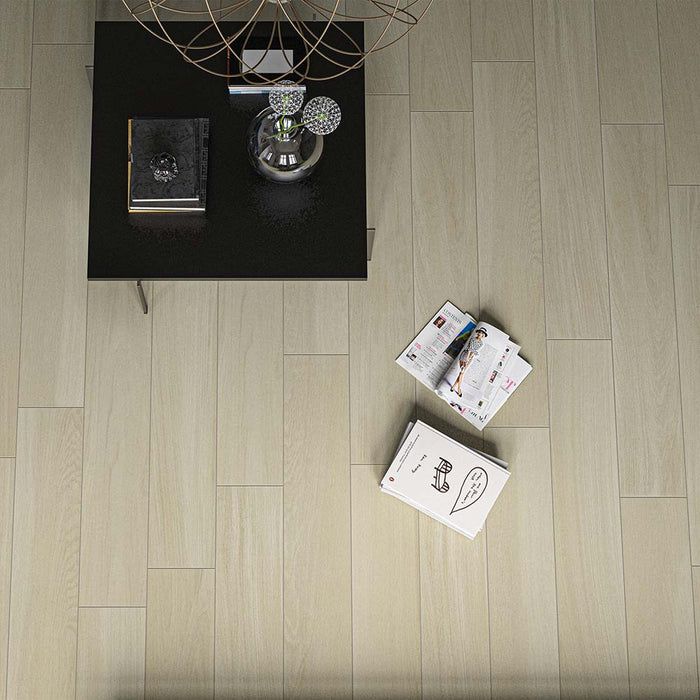 pavimento in gres porcellanato effetto legno della collezione tender di idea ceramica nella colorazione Acero, formato 20x120