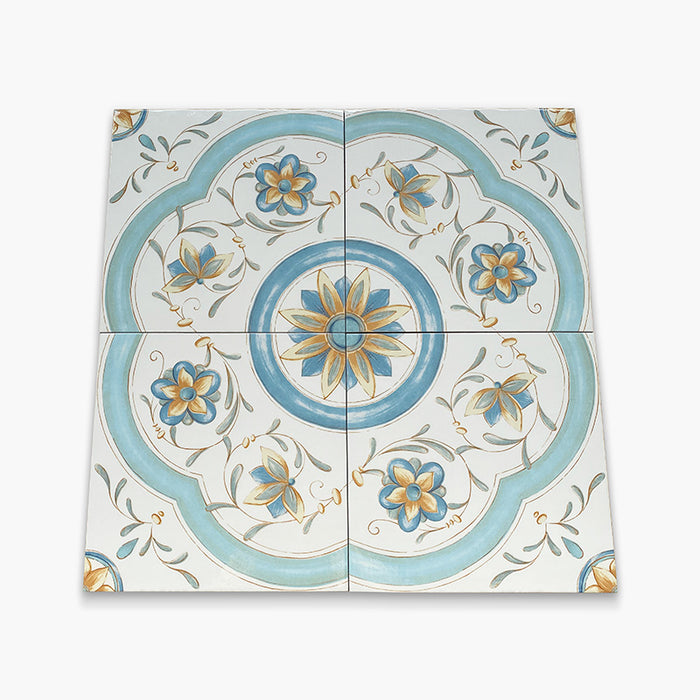 Foto Piastrella da pavimento e rivestimento in gres porcellanato serie antiche riggiole napoletane di Savoia Italia, Decorazione maiolica posillipo 34x34