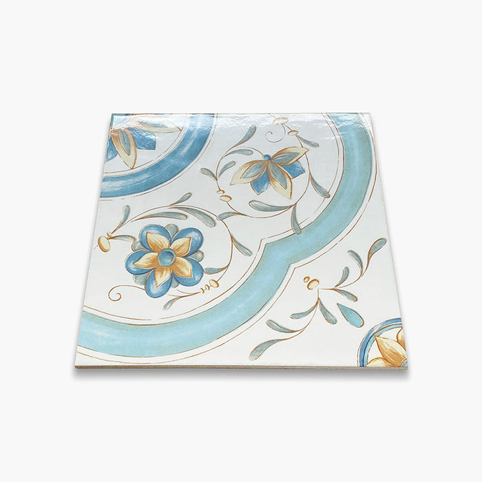 Foto Piastrella da pavimento e rivestimento in gres porcellanato serie antiche riggiole napoletane di Savoia Italia, Decorazione maiolica posillipo 34x34