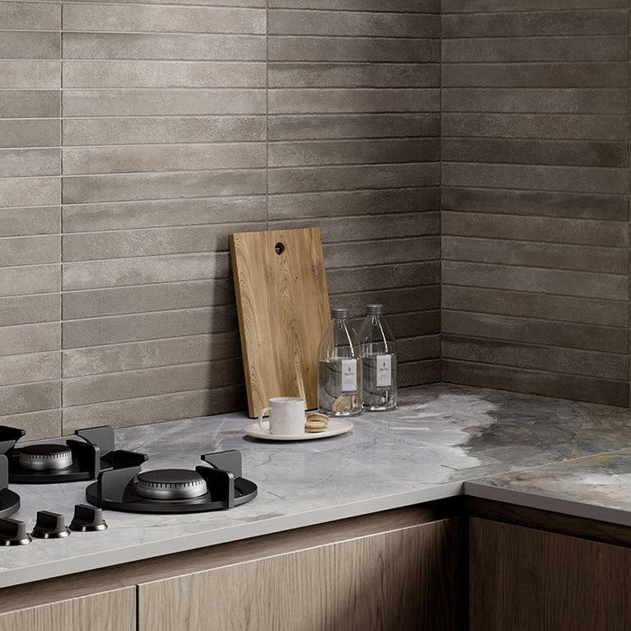 Piastrella per pavimento e rivestimento in gres porcellanato effetto mattoncino opaco 4.8x45 cm della collezione Arenosa, colore Grey di Ceramica Rondine