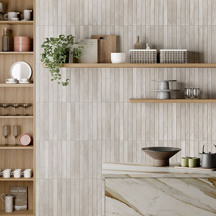 Piastrella per pavimento e rivestimento in gres porcellanato effetto mattoncino opaco 4.8x45 cm della collezione Arenosa, colore Ivory di Ceramica Rondine