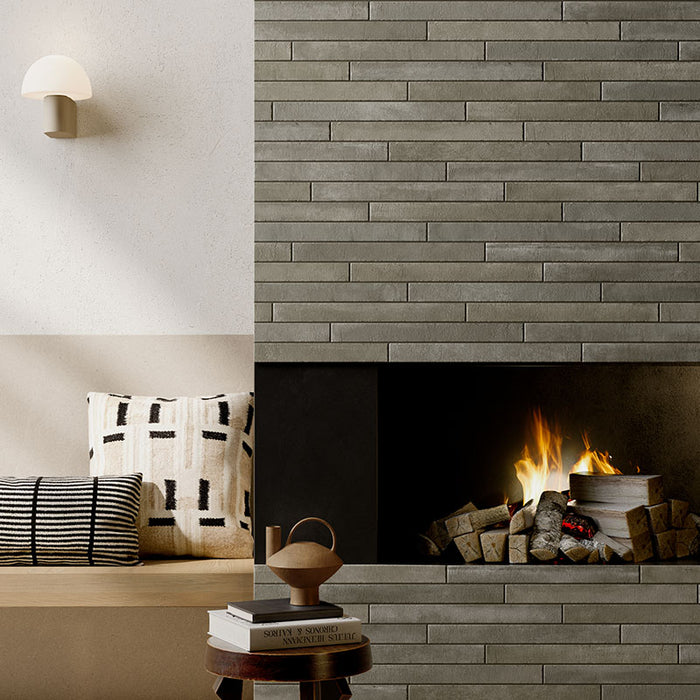 Piastrella per pavimento e rivestimento in gres porcellanato effetto mattoncino opaco 4.8x45 cm della collezione Arenosa, colore Taupe di Ceramica Rondine