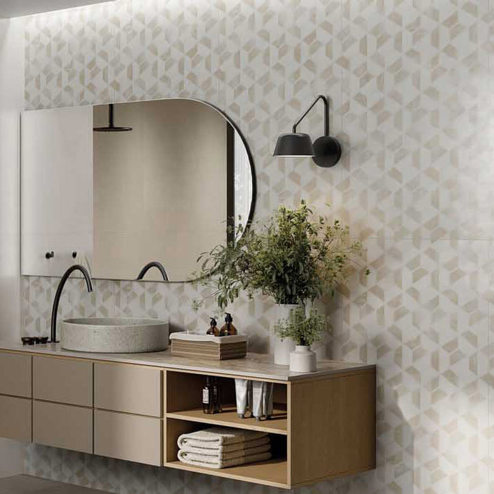 Rivestimento ceramico 60x120 cm della collezione Aurea, colore Decoro Prisma di Ceramica Rondine.