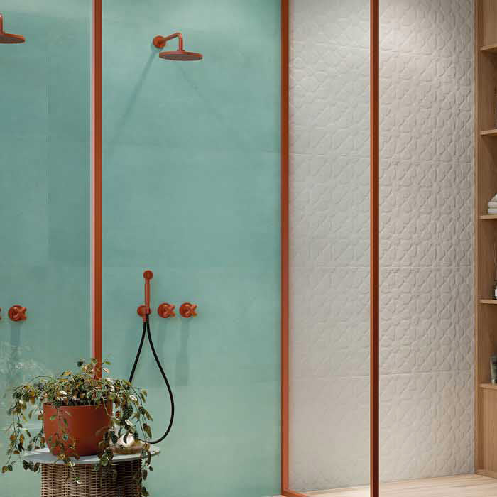 Rivestimento ceramico 60x120 cm della collezione Aurea, colore Verderame di Ceramica Rondine.