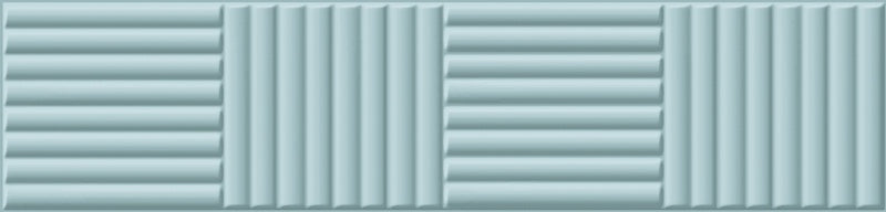 Dettaglio piastrella per rivestimento in gres porcellanato effetto mattoncino Opaco 6x25 cm della collezione Volume, colore Bamboo Light Blue di Ceramica Rondine