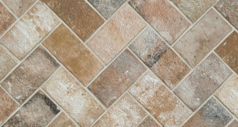 Dettaglio piastrella per pavimento e rivestimento in gres porcellanato effetto mattoncino Opaco 13x25 cm della collezione London, colore Beige di Ceramica Rondine