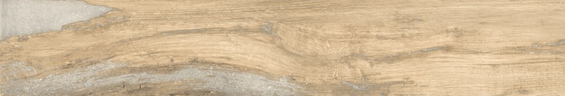 Dettaglio piastrella da pavimento in gres porcellanato effetto legno rustico, serie Infusion di Ceramica Rondine, colore Birch 24x150 