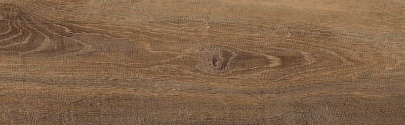 Dettaglio piastrella da pavimento in gres porcellanato effetto legno anticato, serie Greenwood di Ceramica Rondine, colore Bruno 15x61