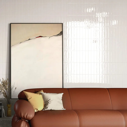 Cucina con rivestimento ceramico pasta bianca Back To Basic Bianco 6x25 Eccentrico, effetto mattoncino tinta unita lucido