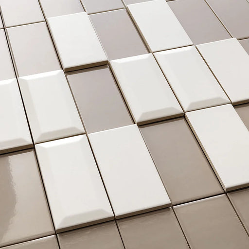 Piastrella ceramica pasta bianca Back To Basic Bianco Matt Bisellato 7.5x15 Eccentrico, effetto diamantato opaco