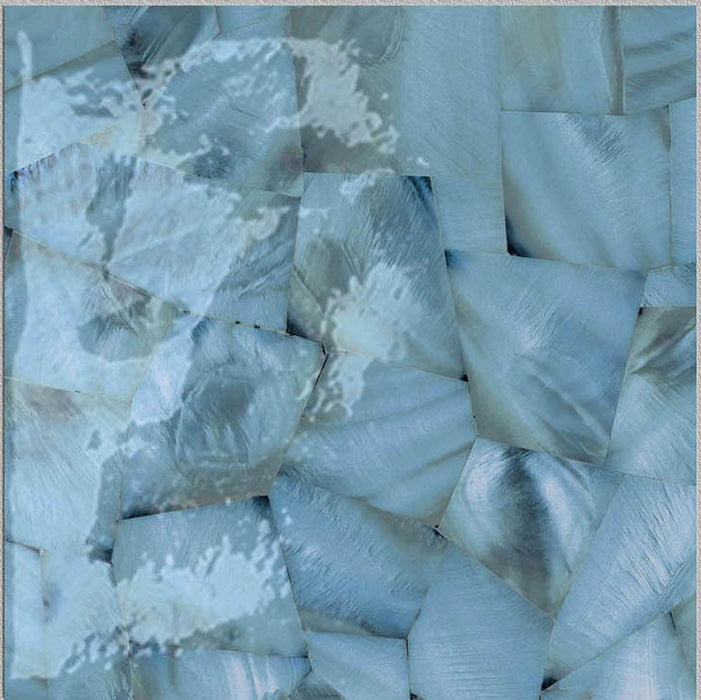 Dettaglio piastrella per pavimento e rivestimento in gres porcellanato effetto fondale marino. Collezione Swimming Sea di Ceramica Valsecchia, formato 15x15, Bay Sky